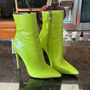 Neon Green Stiletto Ankle Boots